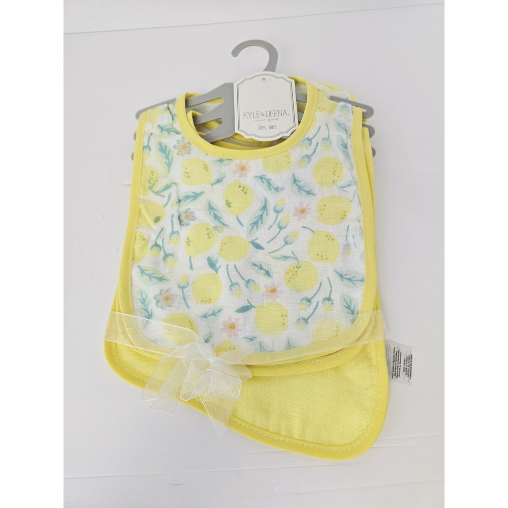 Kyle & Deena Baby Bandana Bib 3 Pack yellow lemon Solid NWT